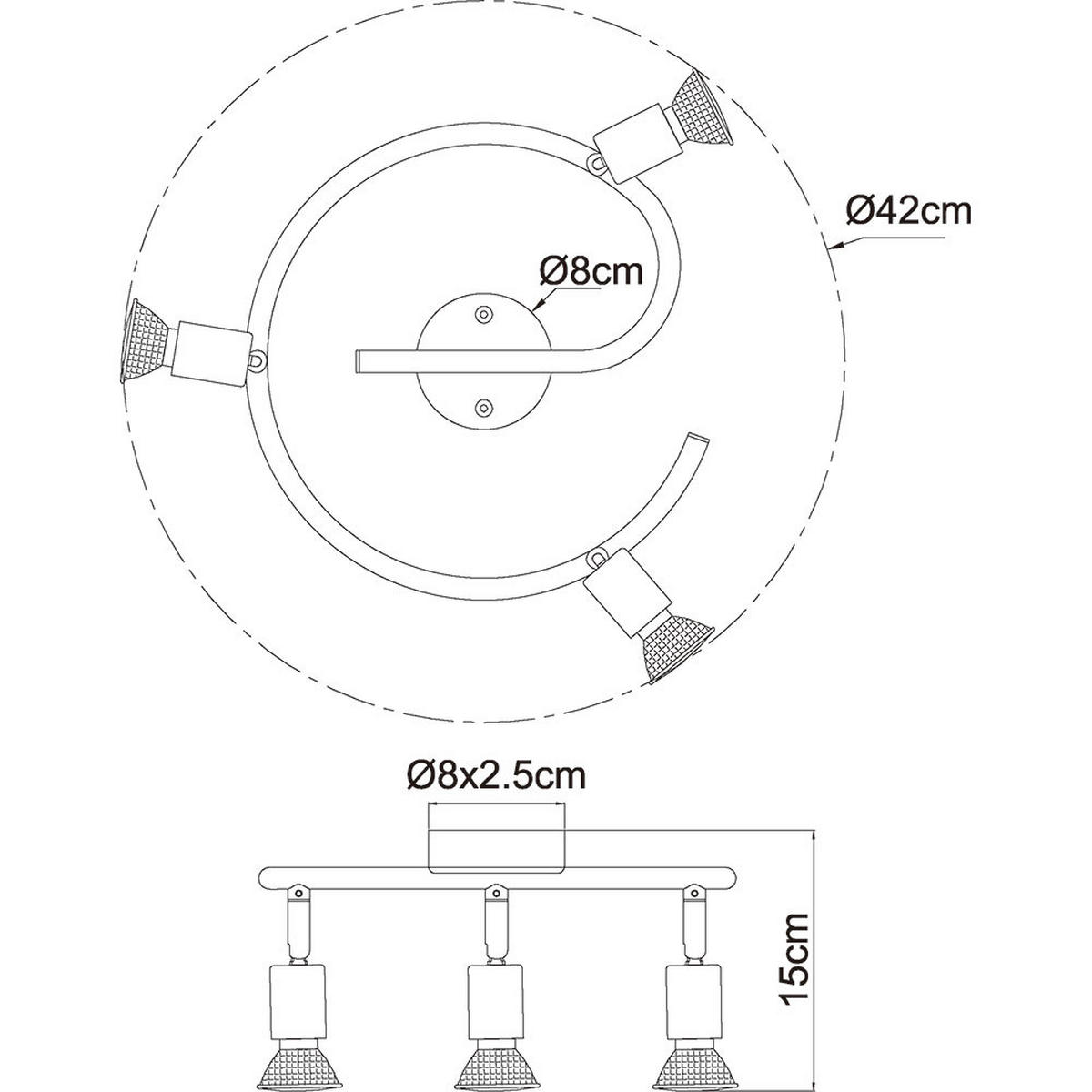 LED DECKENLEUCHTE Metall Rostfarben 3 Flammig - Braun, Metall (42/42/15cm) - Globo Lighting