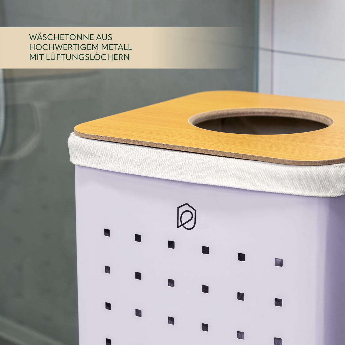 WÄSCHETONNE 50 Liter, lila - Lila, Metall (32/58/32cm) - eluno