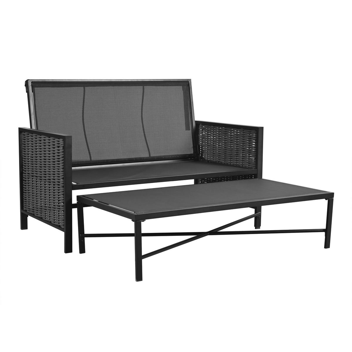 GARTENMÖBEL, 2-Personen Outdoor-Liegebett, Rückenlehne 0-65°, Grau - Grau, Textil (131.5/91/151.3cm) - FLIEKS