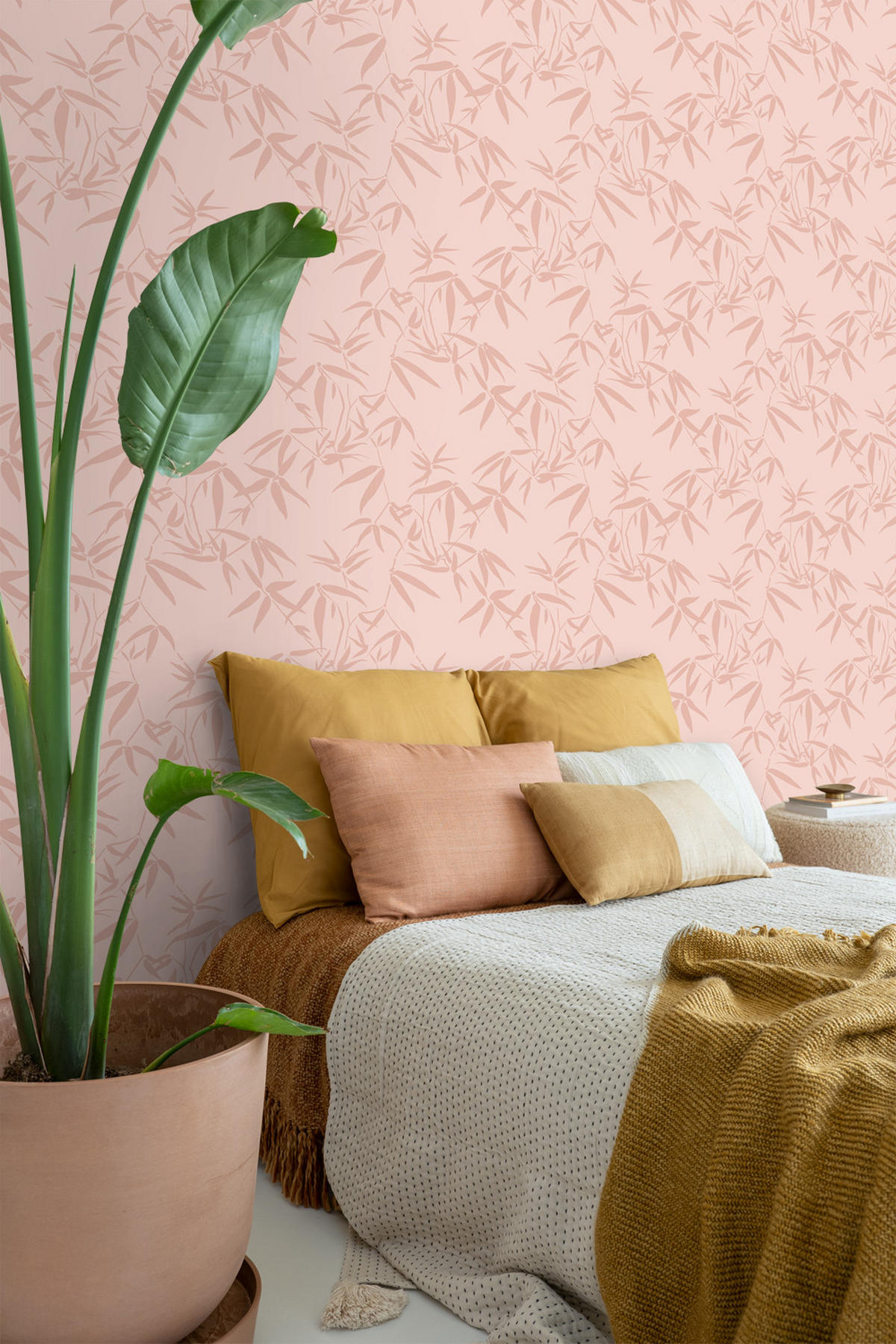 TAPETE Bambusblätter 53 cm x 10.05 m - Pink, Papier (53/1000cm) - ESTAhome