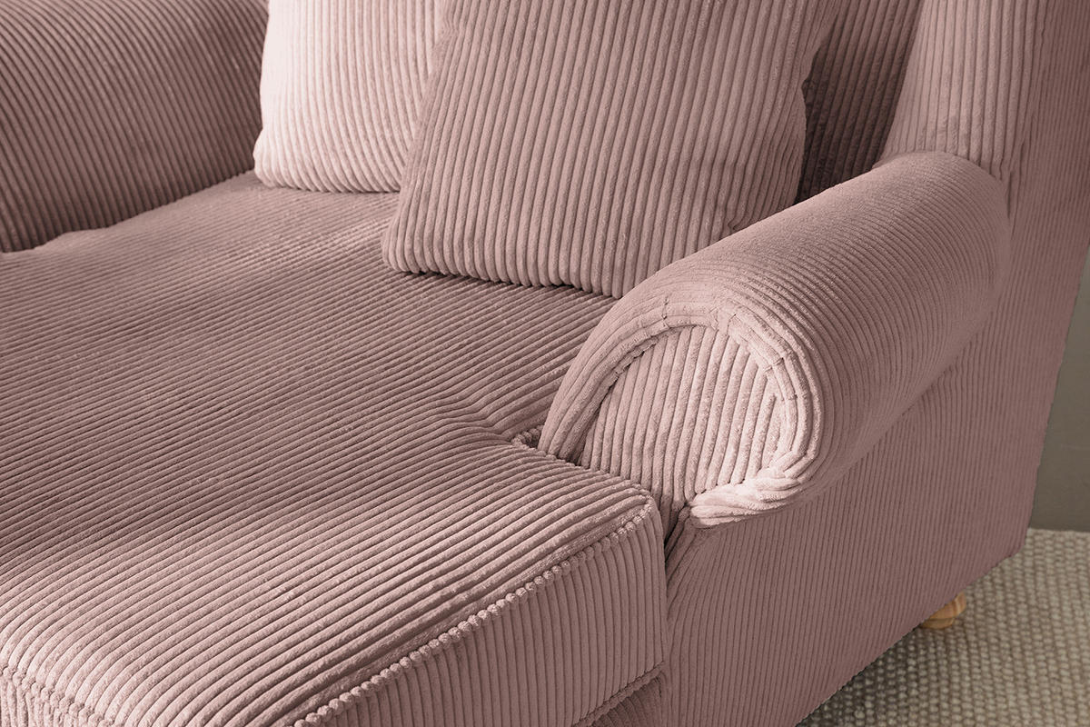 XXL SESSEL - Cord - Mauve, Holz/Textil (135/100/128cm) - home24