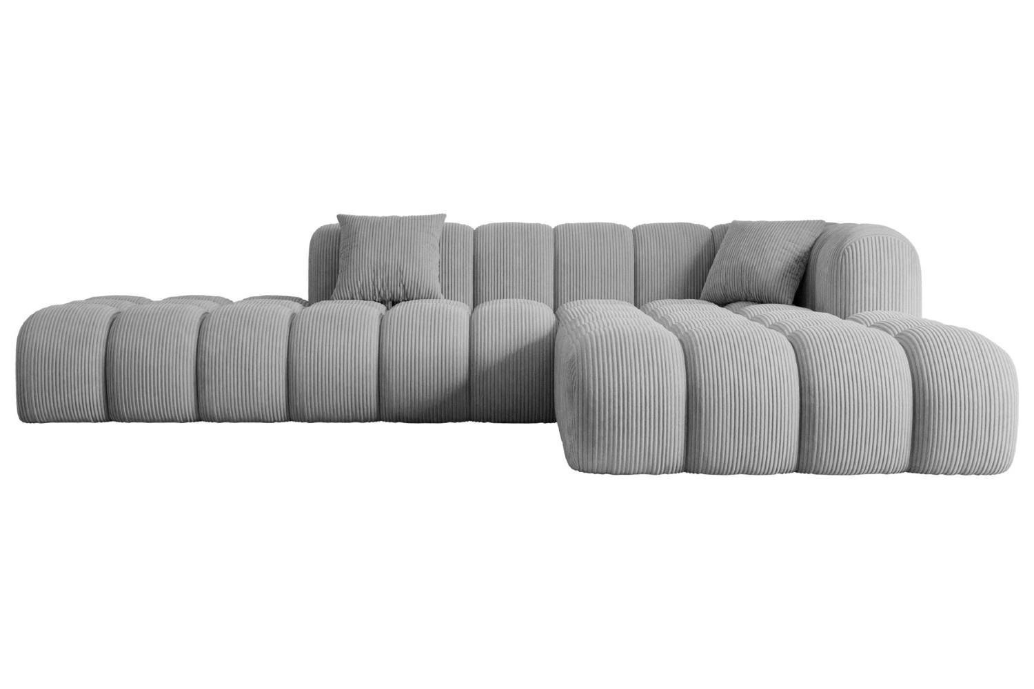 ECKSOFA Ottomane Rechts OLEA-L2 - 289x176x71 cm Hellgrau Bouclé - Hellgrau/Schwarz, Holzwerkstoff/Kunststoff (289/176cm) - ALTDECOR
