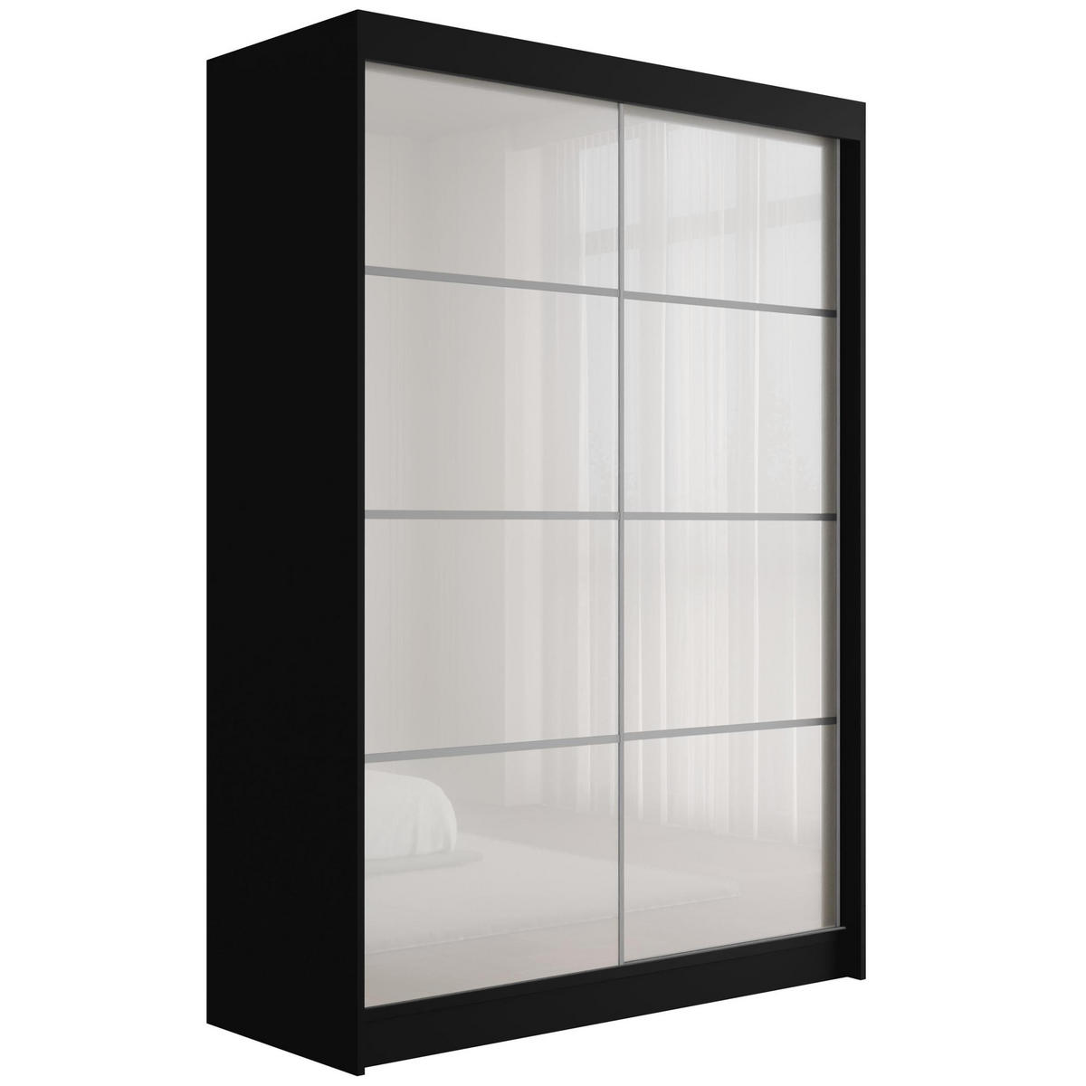 KLEIDERSCHRANK PEKA III - 150 cm - Schwarz|Weiß - Schwarz/Weiß, Holzwerkstoff (150/215/61cm) - ALTDECOR