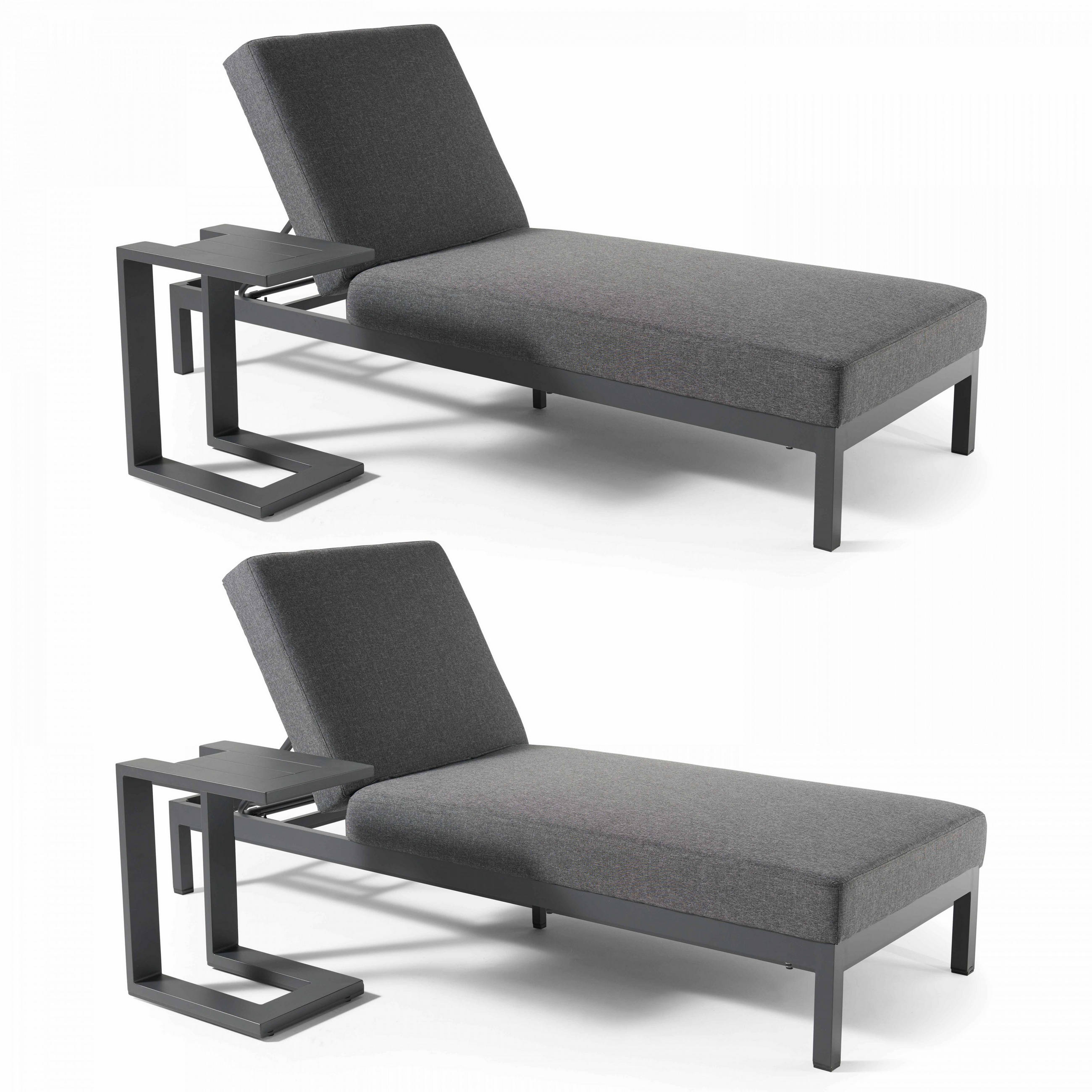 Oviala Sonnenliege Grau 202x74x75 cm