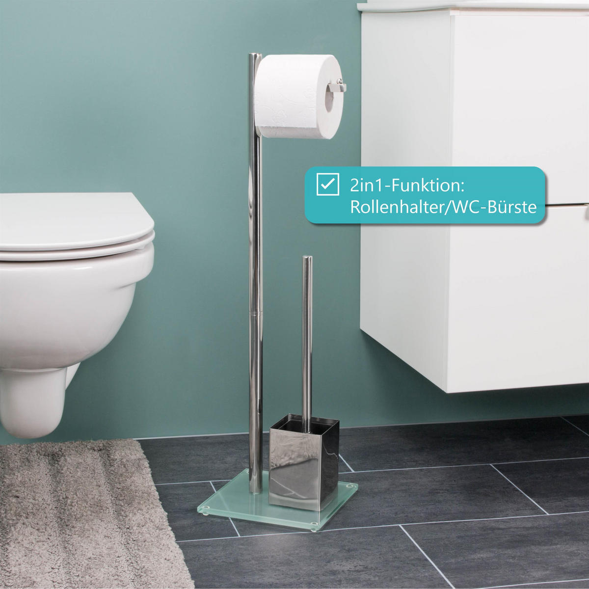 WC-STÄNDER, weiß - Weiß, Metall (20/70/20cm) - bremermann