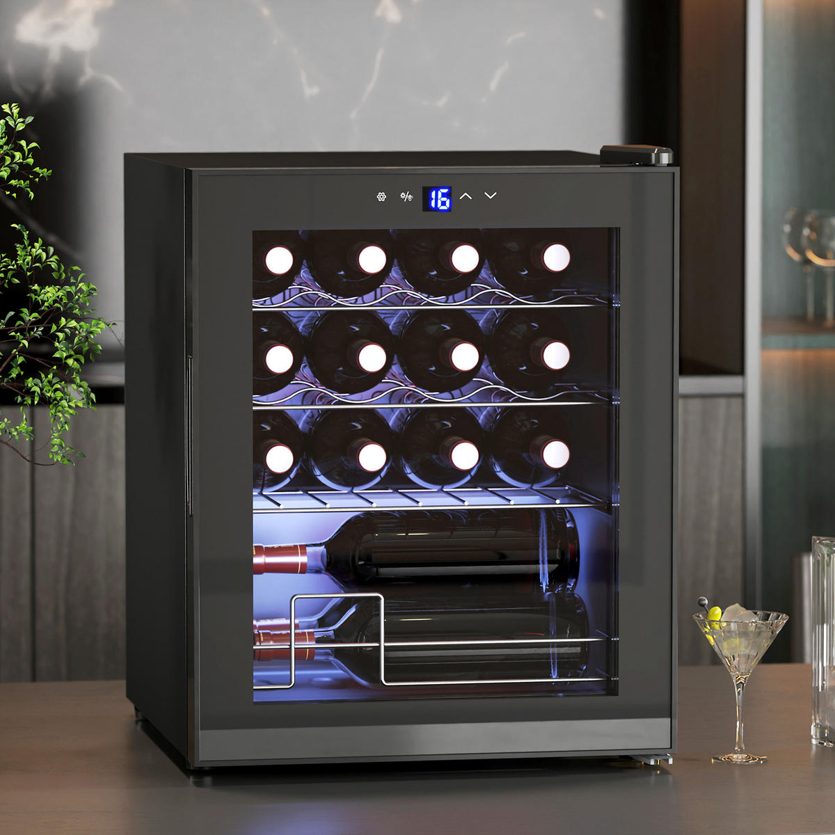 WEINKÜHLSCHRANK 43/45/56.50 cm Schwarz - Schwarz, Metall (45/56.5/43cm) - HOMCOM