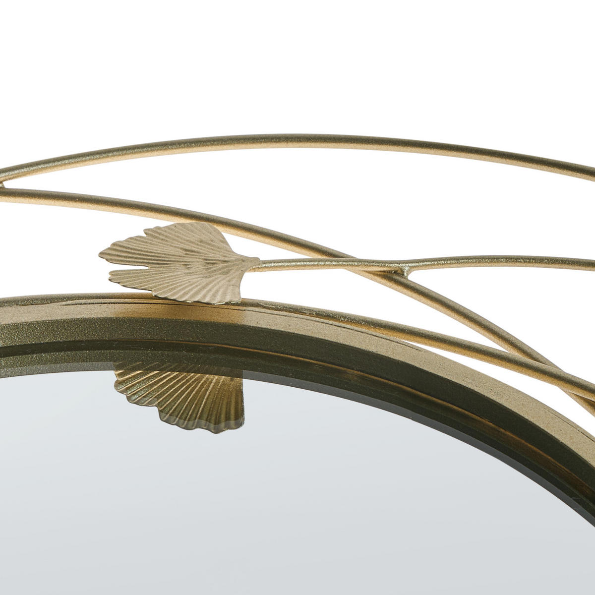 WANDSPIEGEL gold 47 cm Ginkgo-Verzierung Anglet - Goldfarben, Metall (47/45/4cm) - Beliani