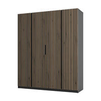 KLEIDERSCHRANK Nehir Korpus Schwarz, Front Eiche Evoke/Schwarz 200 cm - 4T Modern mit 4 Lamellentüren - Eichefarben/Schwarz, Holzwerkstoff/Kunststoff (200/239/61.9cm) - AX Living