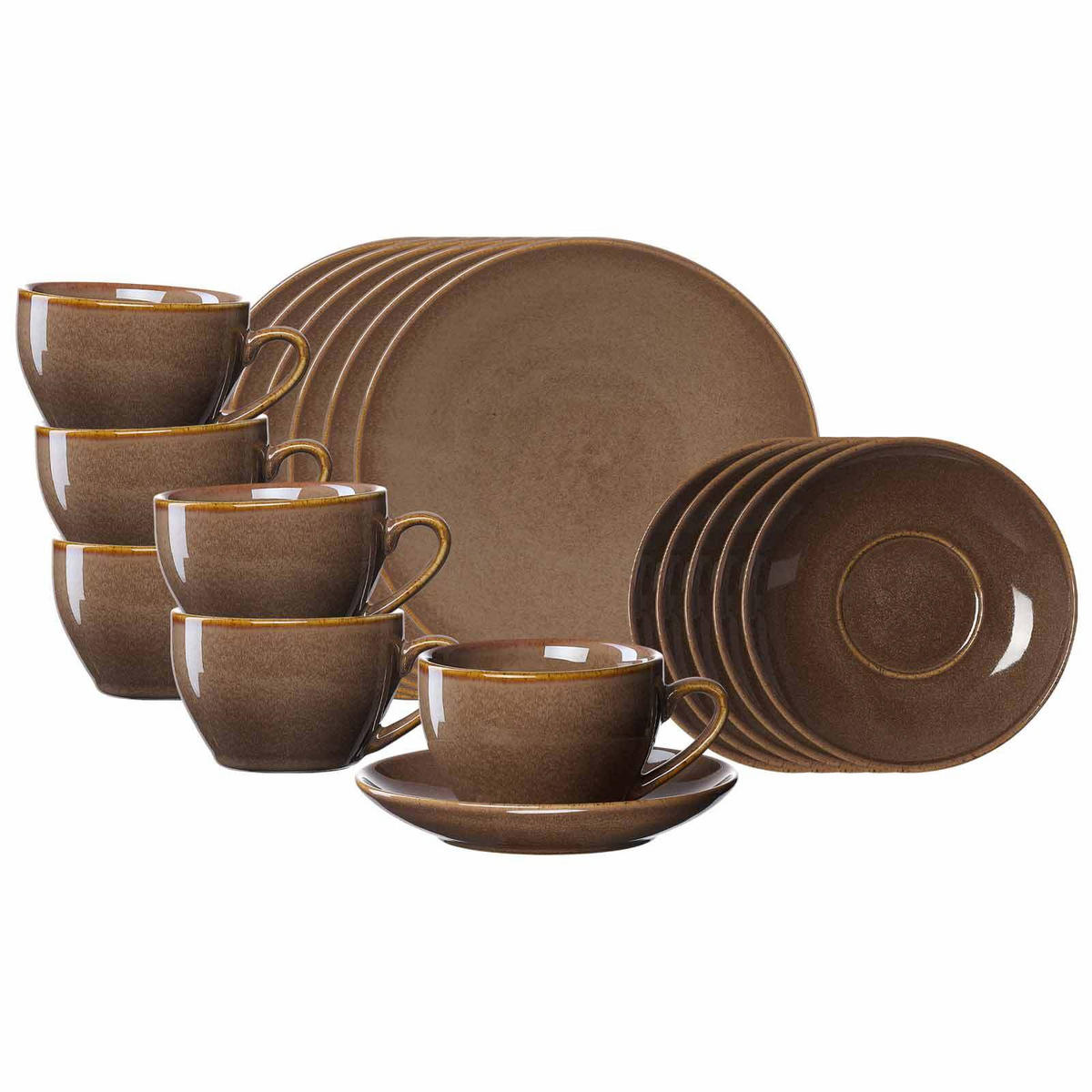 KAFFEESERVICE Sahara Dunkelbraun 18er Set - Dunkelbraun, Keramik (1/1/1cm) - Ritzenhoff Breker