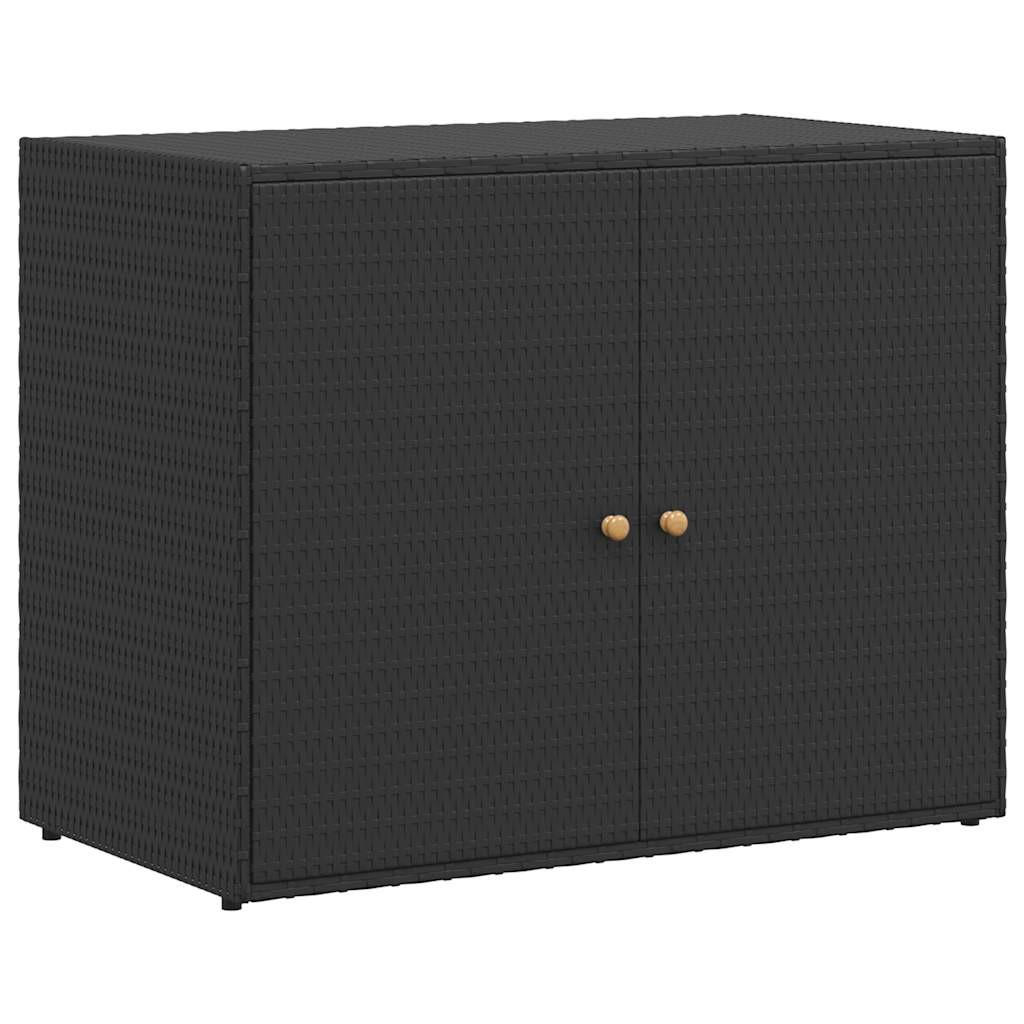 GARTENSCHRANK Schwarz 100/55,5/80 Cm Poly Rattan - Schwarz, Holzwerkstoff (55.5/80/100cm) - vidaXL