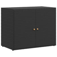 GARTENSCHRANK Schwarz 100/55,5/80 Cm Poly Rattan - Schwarz, Holzwerkstoff (55.5/80/100cm) - vidaXL