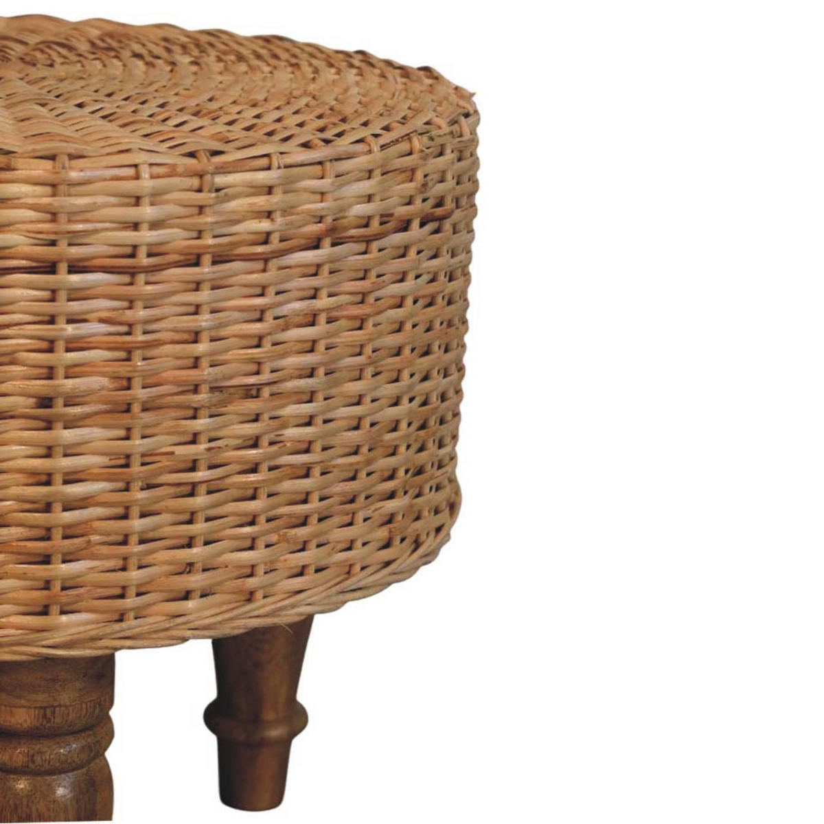 HOCKER Regency Rund Geflochten, Braun - Hellbraun, Holz (40/40/40cm) - Artisan Furniture