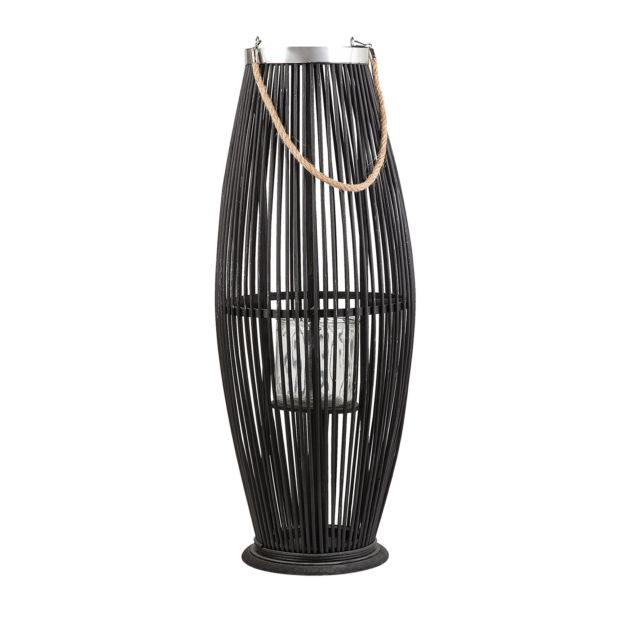 LATERNE Schwarz Tahiti - Schwarz, Holz (27/72/27cm) - Beliani