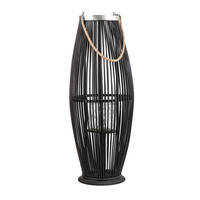 LATERNE Schwarz Tahiti - Schwarz, Holz (27/72/27cm) - Beliani