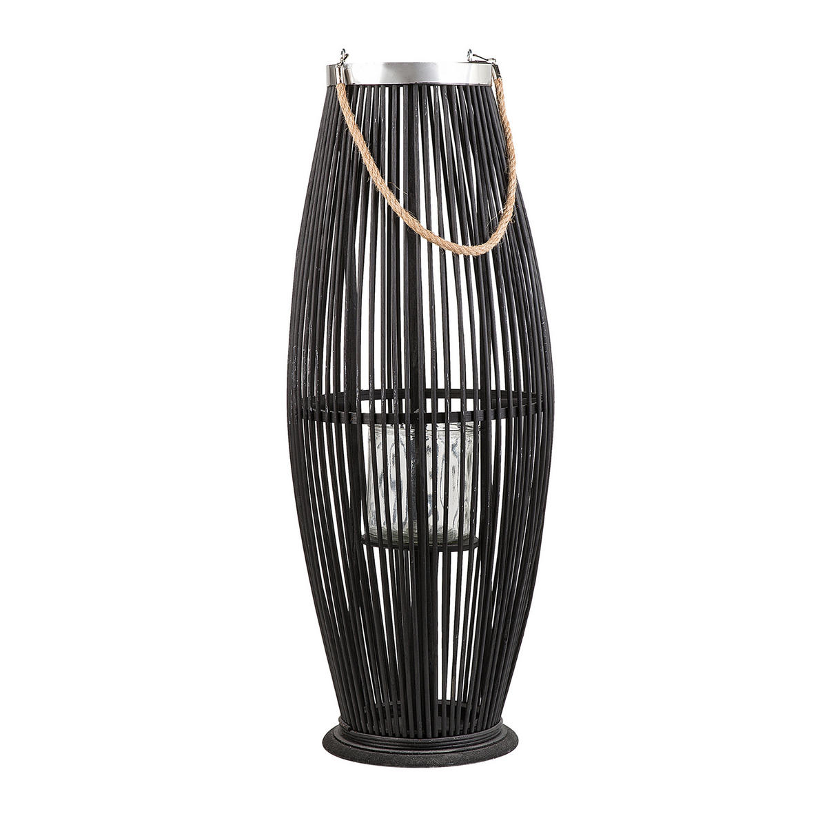 LATERNE Schwarz Tahiti - Schwarz, Holz (27/72/27cm) - Beliani