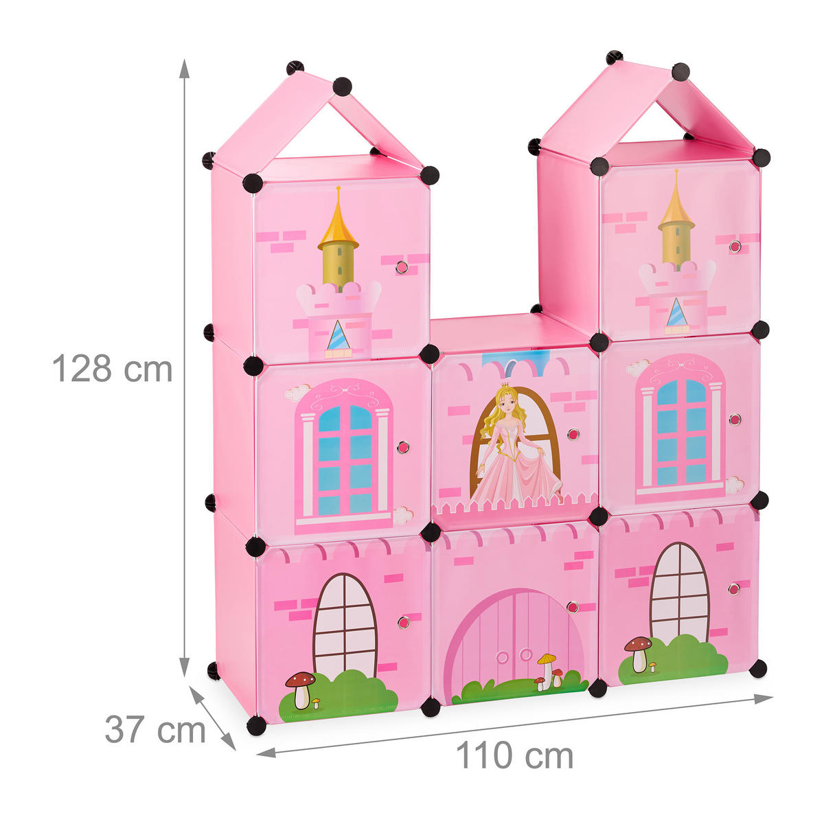 STECKREGAL Schloss - Rosa, Kunststoff/Metall (110/128/37cm) - Relaxdays