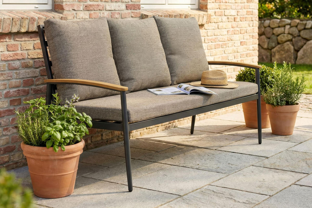 LOUNGESOFA Phoenix 196x70x90 cm, Metall, Anthrazit - Anthrazit/Grau, Metall (196/90/70cm) - dasmöbelwerk