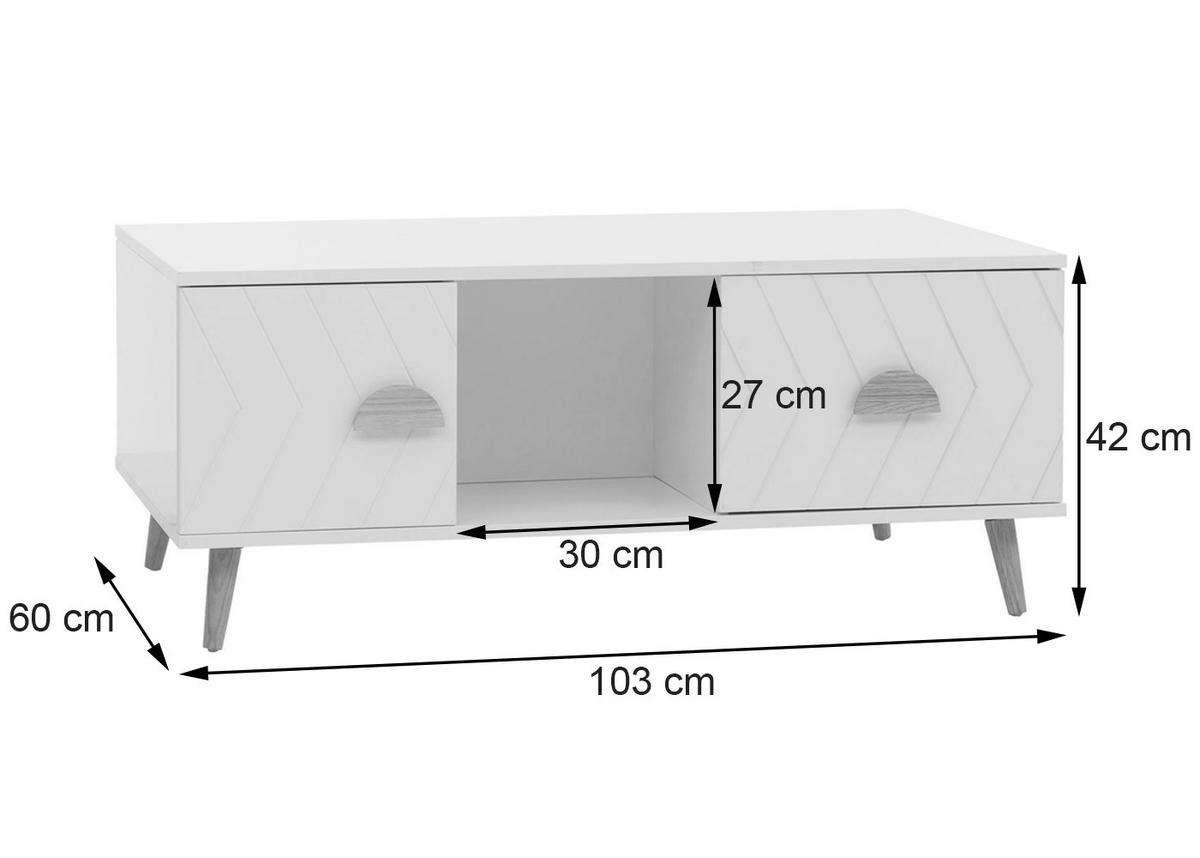 COUCHTISCH eckig Weiß - Weiß, Holz (60/103/42cm) - MCW