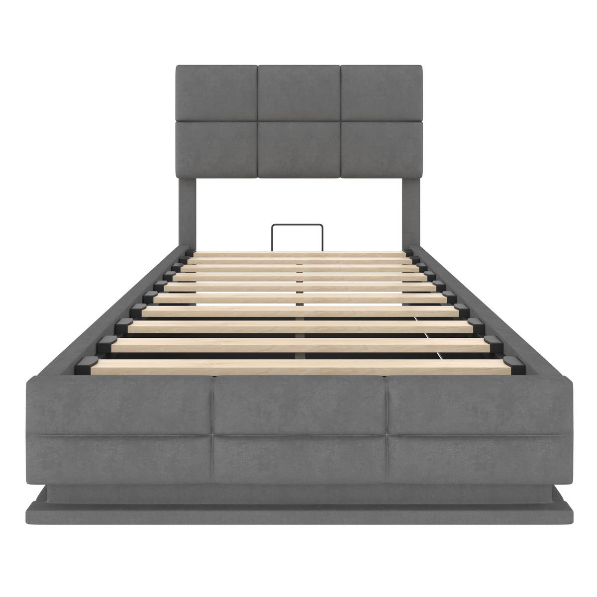 POLSTERBETT 90/200 cm in Dunkelgrau Samt mit Bettkasten, LED und USB - Grau, Holzwerkstoff/Textil (90/200cm) - WISHDOR