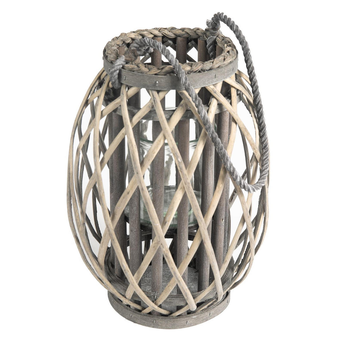 LATERNEN GIZO 2ER-SET - Grau, Glas (22/34/22cm) - IDIMEX