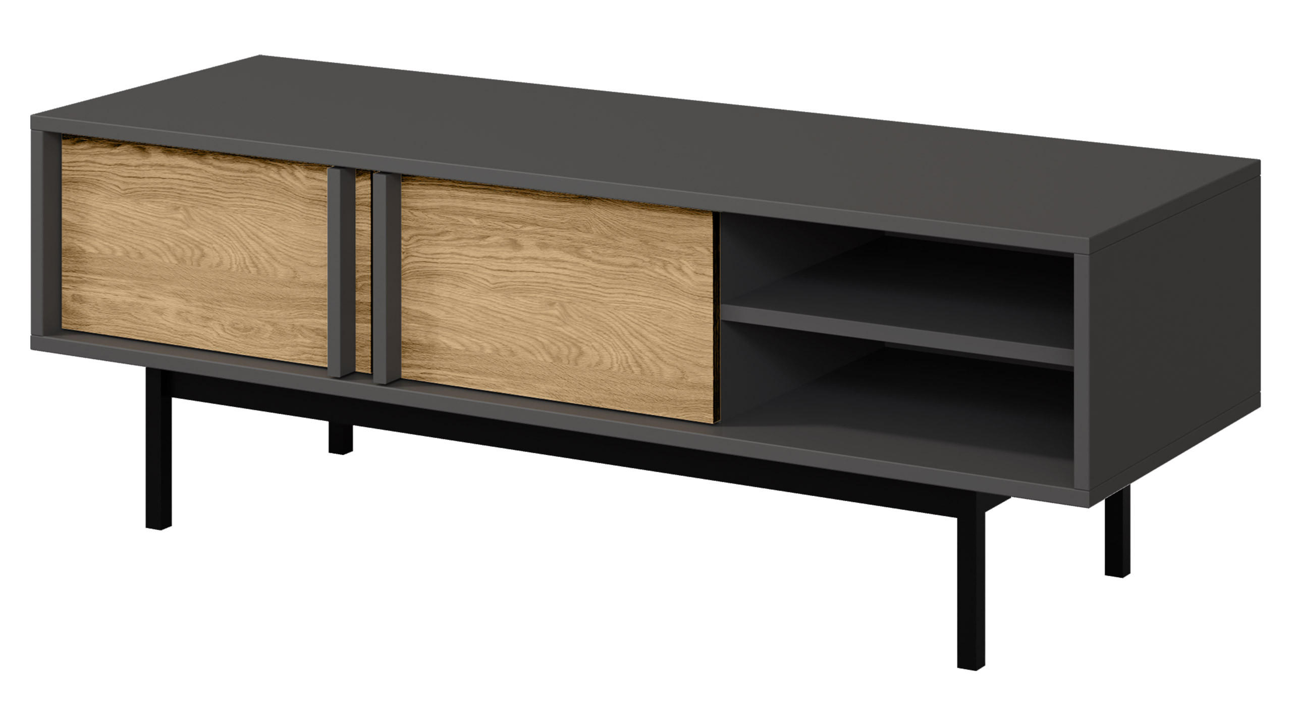 TV-LOWBOARD Alsy 2D AL10 - Eichefarben/Anthrazit, Holzwerkstoff/Kunststoff (123/43/43cm) - MIRJAN24