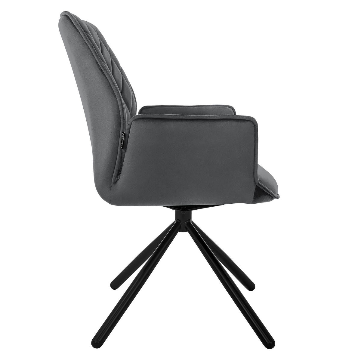 DREHSTUHL Samt Anthrazit - Anthrazit, Metall (63/90/57cm) - ML-DESIGN