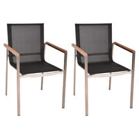 GARTENSTUHL 2er Set Rita Stapelstuhl - Braun, Holz (58/86/55cm) - DELUKE