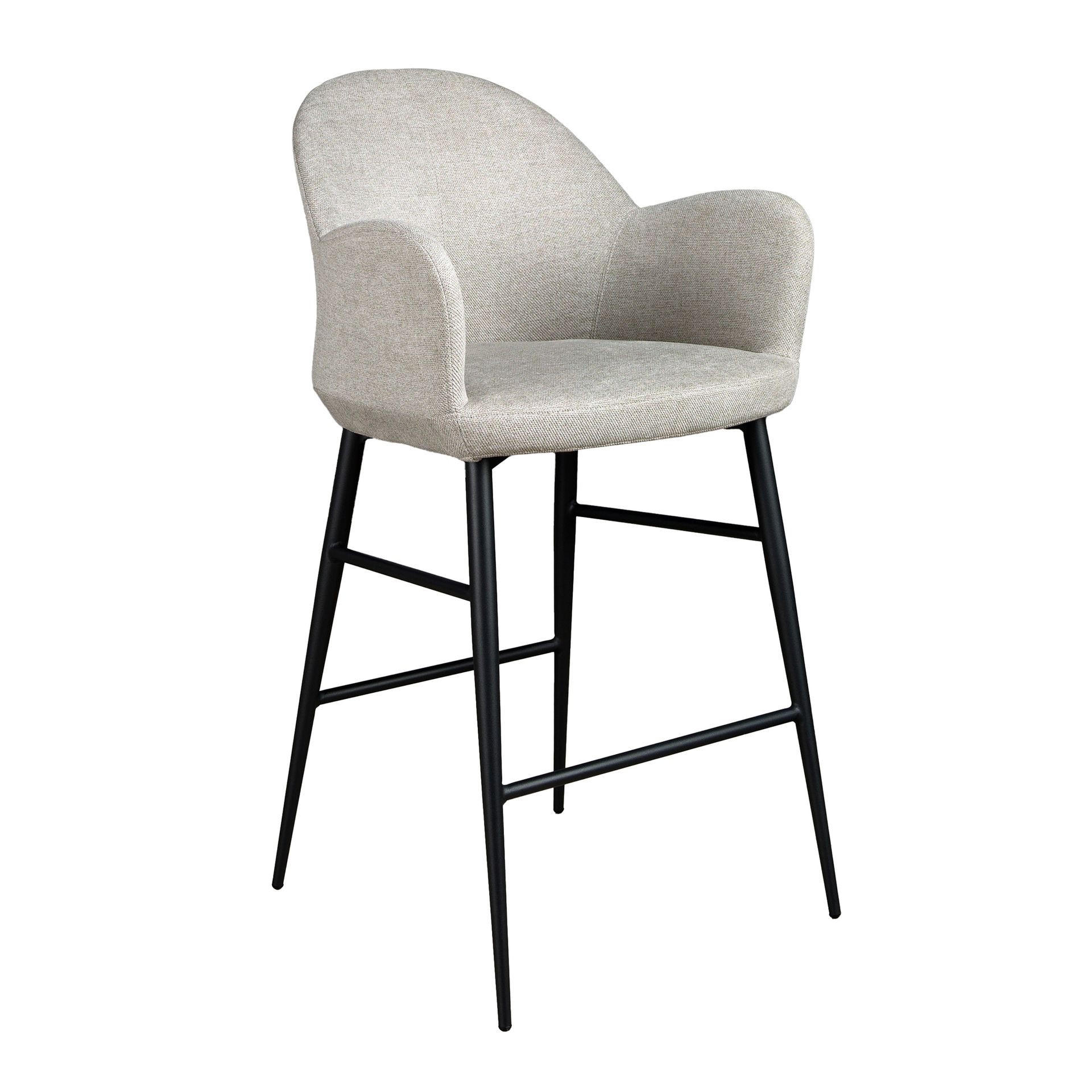 BARHOCKER aus hellgrauem Stoff - Hellgrau, Textil/Metall (56/96/55cm) - ANGEL CERDA