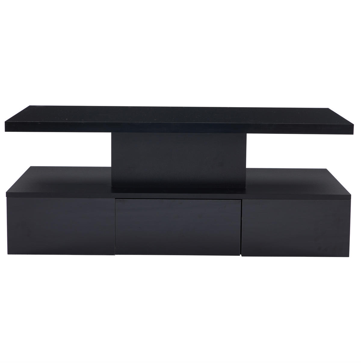 COUCHTISCH 100/50 cm mit LED-Beleuchtung, Ablagefach und Schublade in Schwarz - Schwarz, Holzwerkstoff (100/50/39cm) - BEAOK
