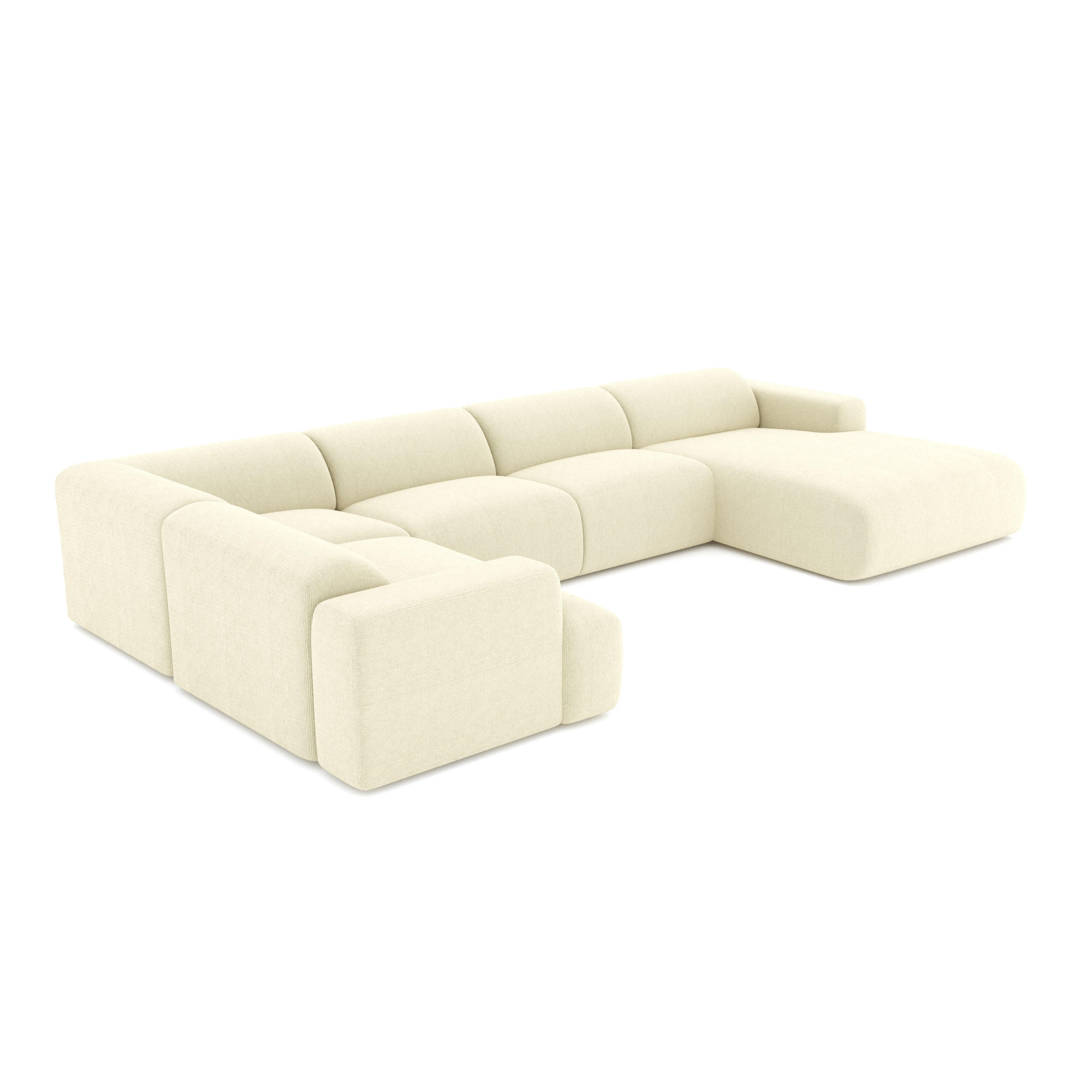 WOHNLANDSCHAFT Gerippter Samt Creme 354cm - Creme, Textil (354/73/200cm) - Sia Home