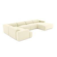 WOHNLANDSCHAFT Gerippter Samt Creme 354cm - Creme, Textil (354/73/200cm) - Sia Home