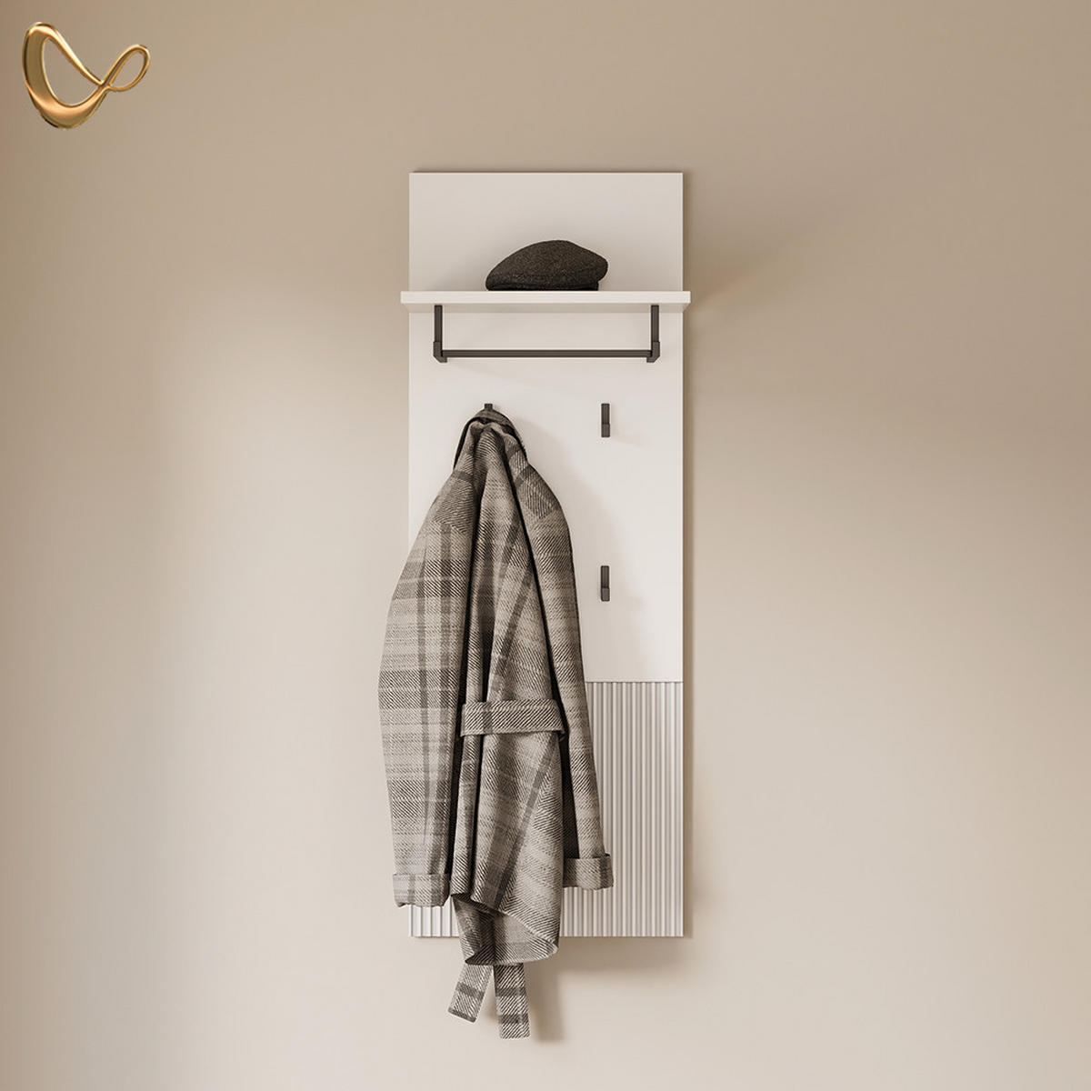 WANDGARDEROBE Aterno Weiß 43 x 120 cm - Weiß, Holzwerkstoff (43/120/27cm) - Livinity®