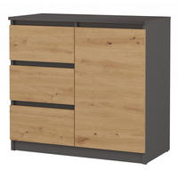 KOMMODE 1D3S ANTHRAZIT TOP 3 SCHUBLADEN EICHE ARTISAN - Eiche Artisan, Holzwerkstoff (80/75/40cm) - CDF