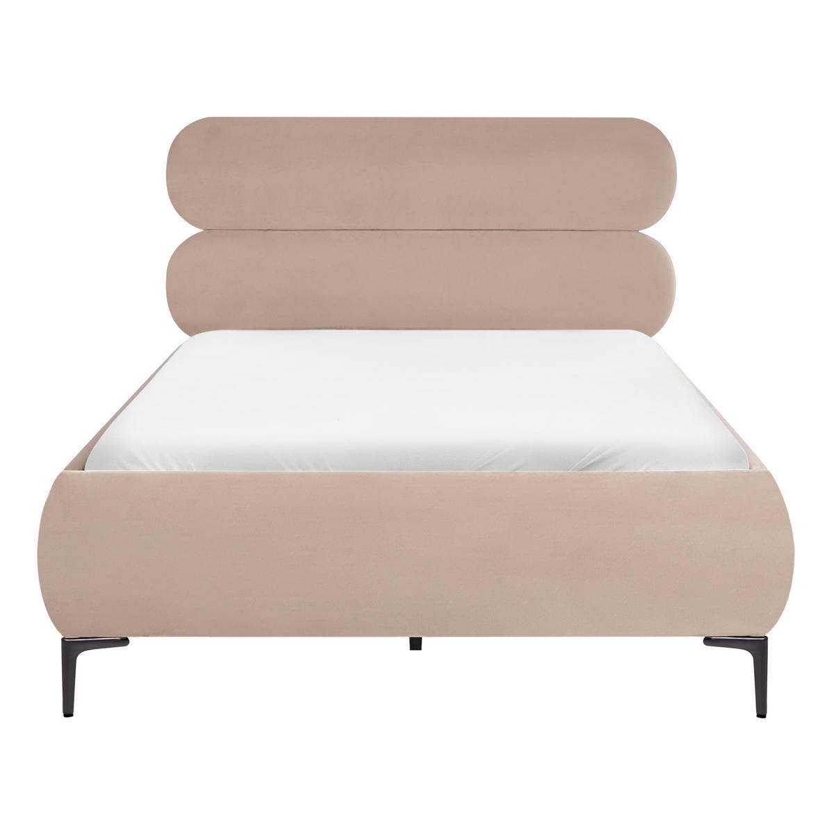 BETT mit Lattenrost 120/200 Samtstoff Taupe Lessay - Taupe/Braun, Textil (120/200cm) - Beliani