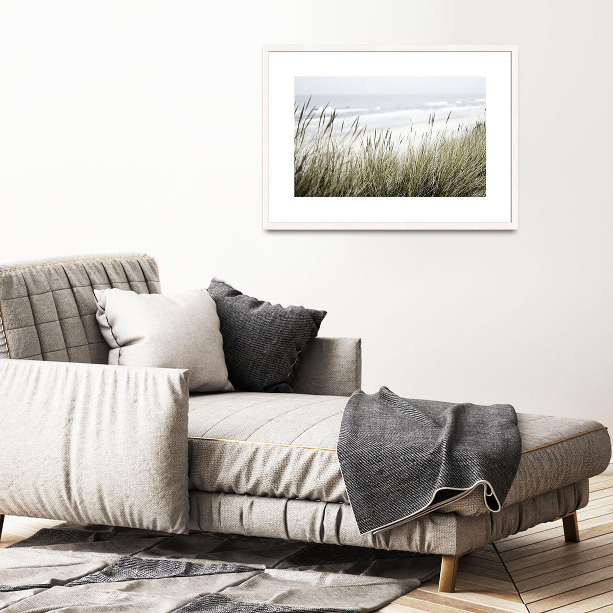 POSTER mit Rahmen 70x50 cm Dünengras Natur - Beige, Holz (71/51cm) - artissimo