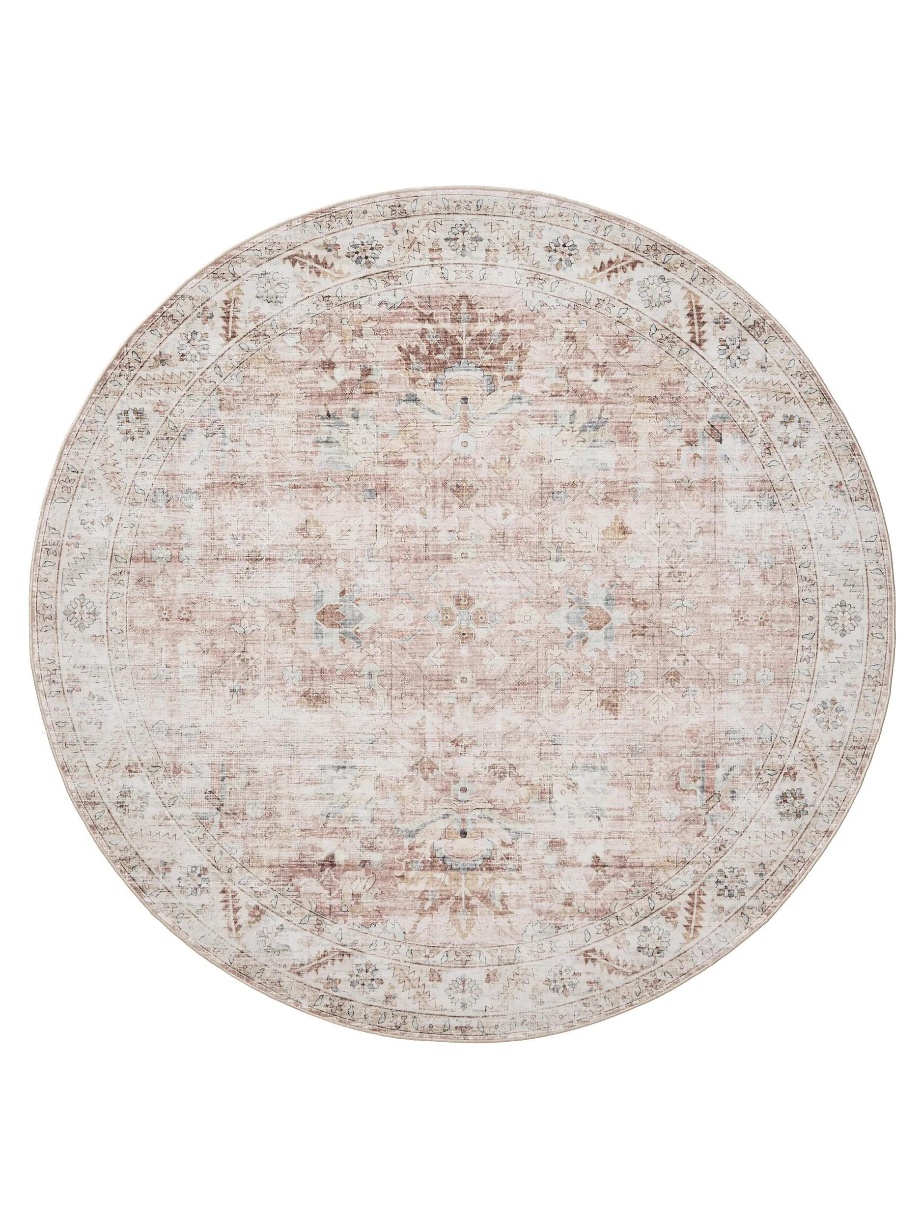 VINTAGE-TEPPICH George waschbar ø 120 cm rund - Rosa, Kunststoff (120/120cm) - benuta