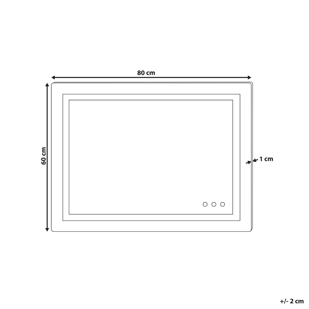 OGLINDĂ DE BAIE CU LED 80/60 cm argintie Prenois - argintiu, sticlă (80/60/4cm) - Beliani