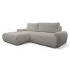 ECKSOFA Moon in L-Form mit Schlaffunktion und Bettkasten, Farbe: Grau, Bouclé-Stoff, Ottomane Links - Grau, Textil (136/260cm) - VENASI MÖBEL