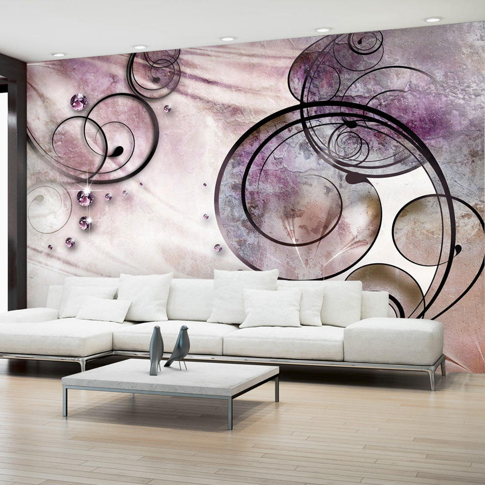 VLIESTAPETE Lila 350/245 cm - Lila/Schwarz, Textil (350/1cm) - KUNSTLOFT