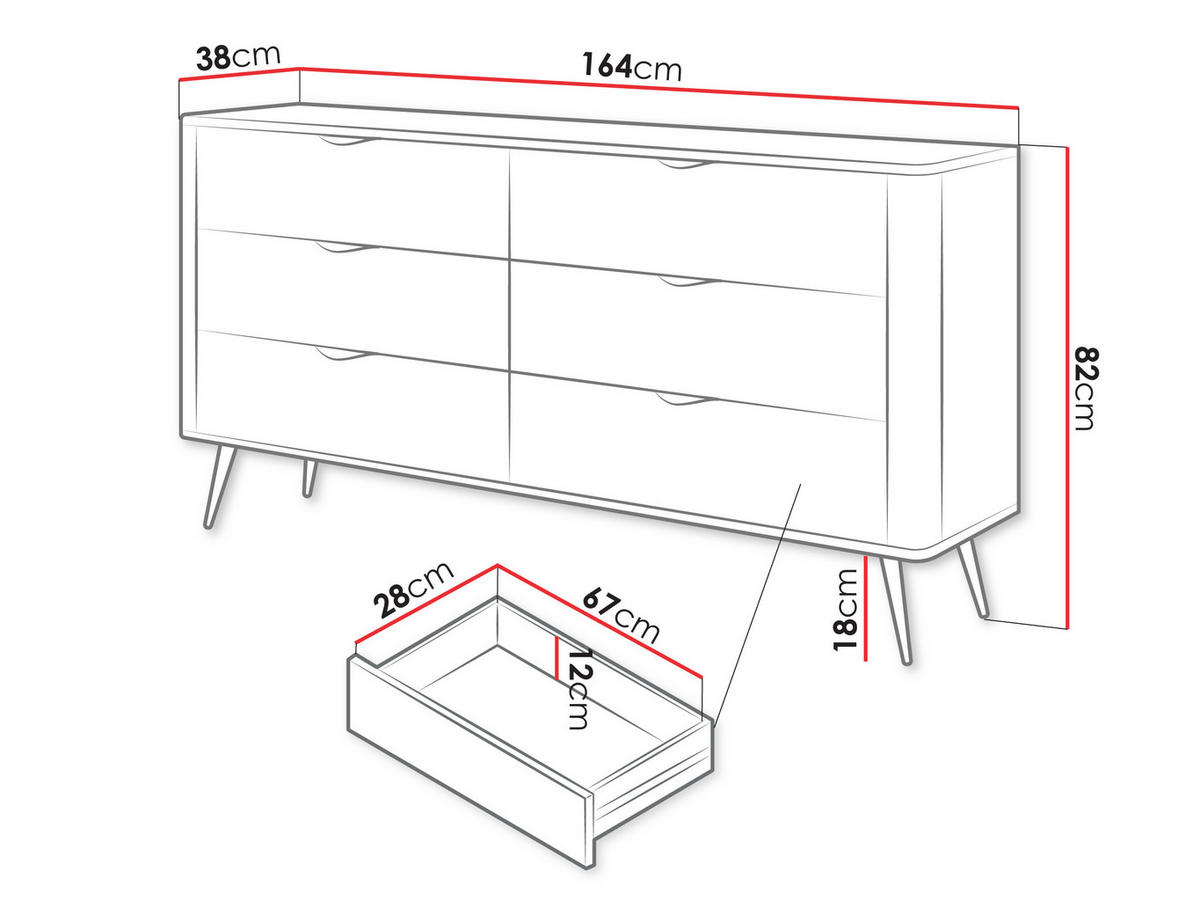 KOMMODE Lante 6S - Beige/Goldfarben, Holzwerkstoff/Metall (164/82/38cm) - MIRJAN24