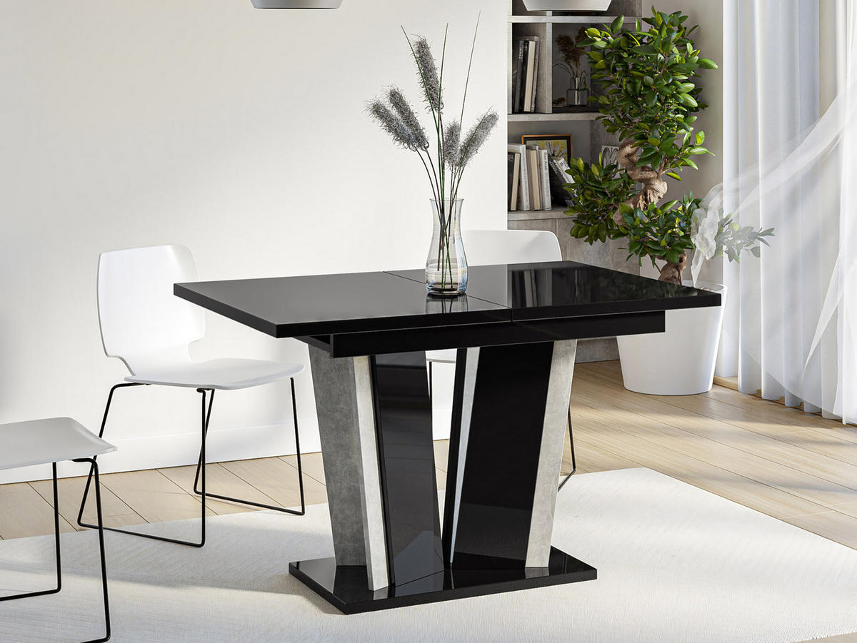 ESSTISCH ausziehbar Doha II - Schwarz Hochglanz, Holzwerkstoff (80/120/75cm) - MIRJAN24