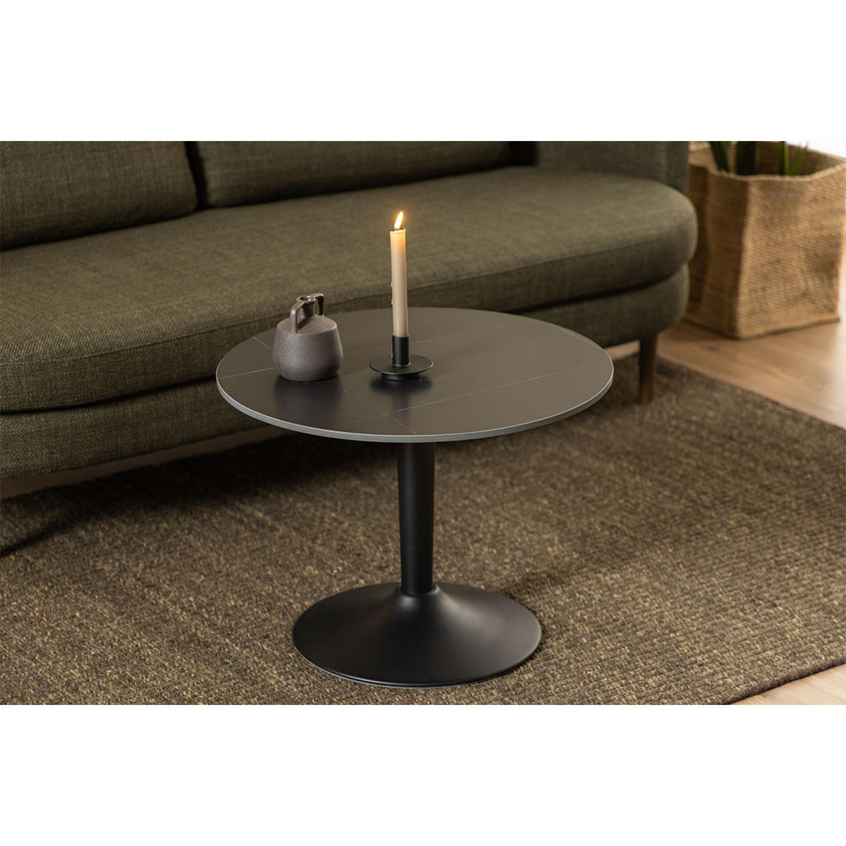 COUCHTISCH, Malta, Mattschwarz, Metall / Keramik, 60 x 60 x 45 cm - Schwarz, Metall (60/60/45cm) - ebuy24