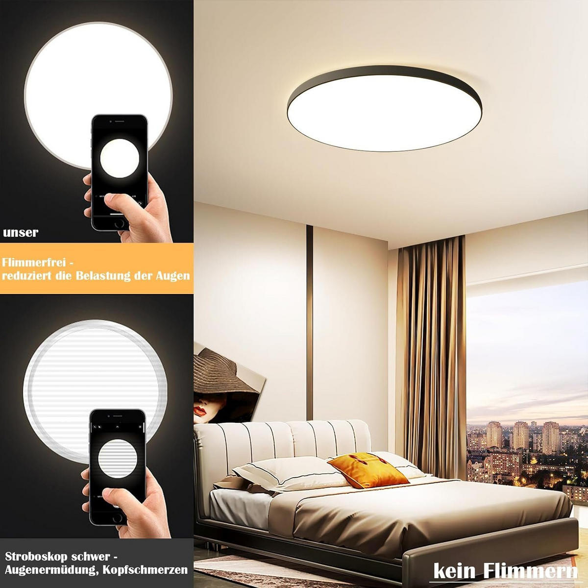 LED-DECKENLEUCHTE Quirinus 28/28/3 cm - Schwarz, Kunststoff (28/28/3cm) - Nettlife