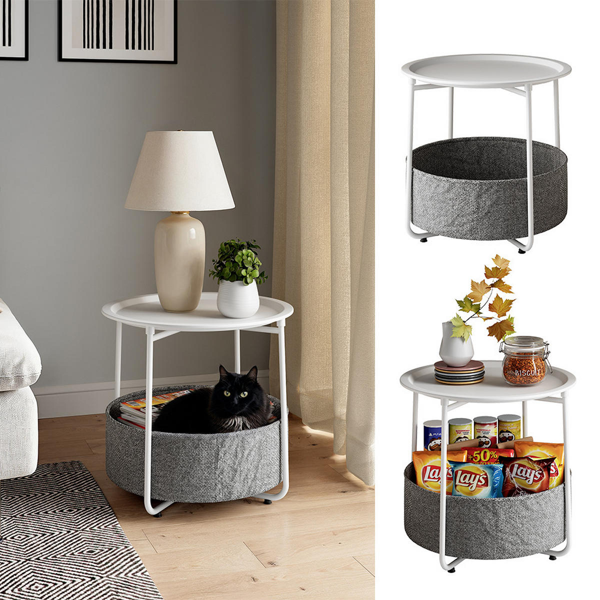 COUCHTISCH Liva Weiß 47 x 50 cm - Weiß, Metall (50/47/50cm) - Vicco