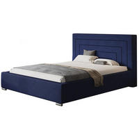 POLSTERBETT Nizza mit Kopfteil, 160x200 cm, Doppelbett mit Bettkasten und Lattenrost aus Holz, Strukturstoff Blau - Blau, Holz/Textil (160/200cm) - Alpi-Möbel