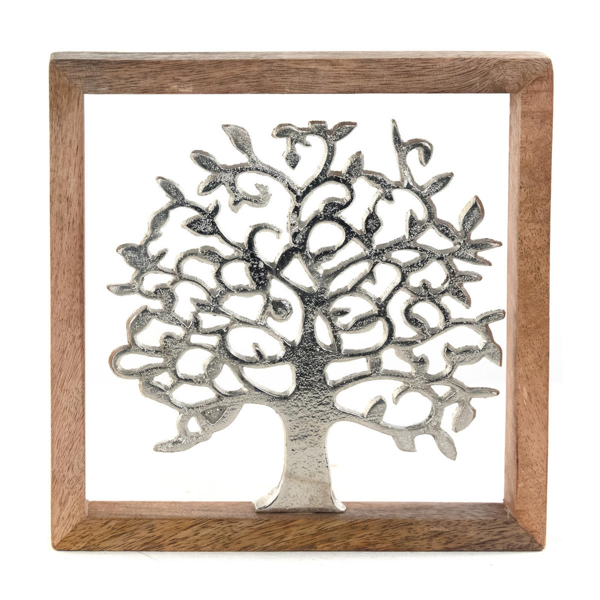 WANDBILD Lebensbaum Metall, Mangoholz silber-braun - Silberfarben, Metall (2/20/2cm) - DESIGN DELIGHTS