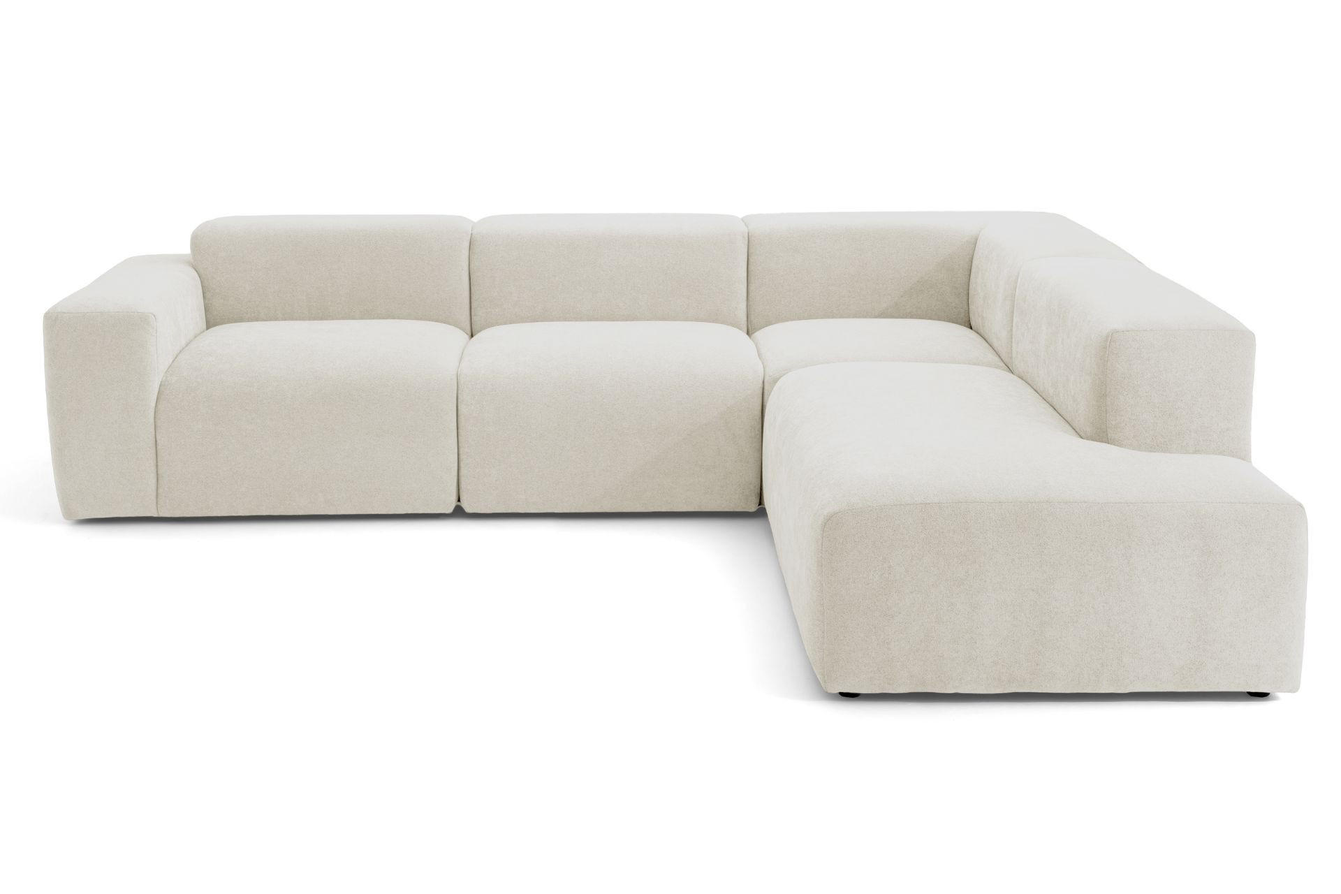 4-SITZER modulares Ecksofa HEAVEN SET 2 Rechts, Breite 300 cm Webstoff Weiß - Schwarz/Weiß, Holz/Kunststoff (245/300cm) - Muffo