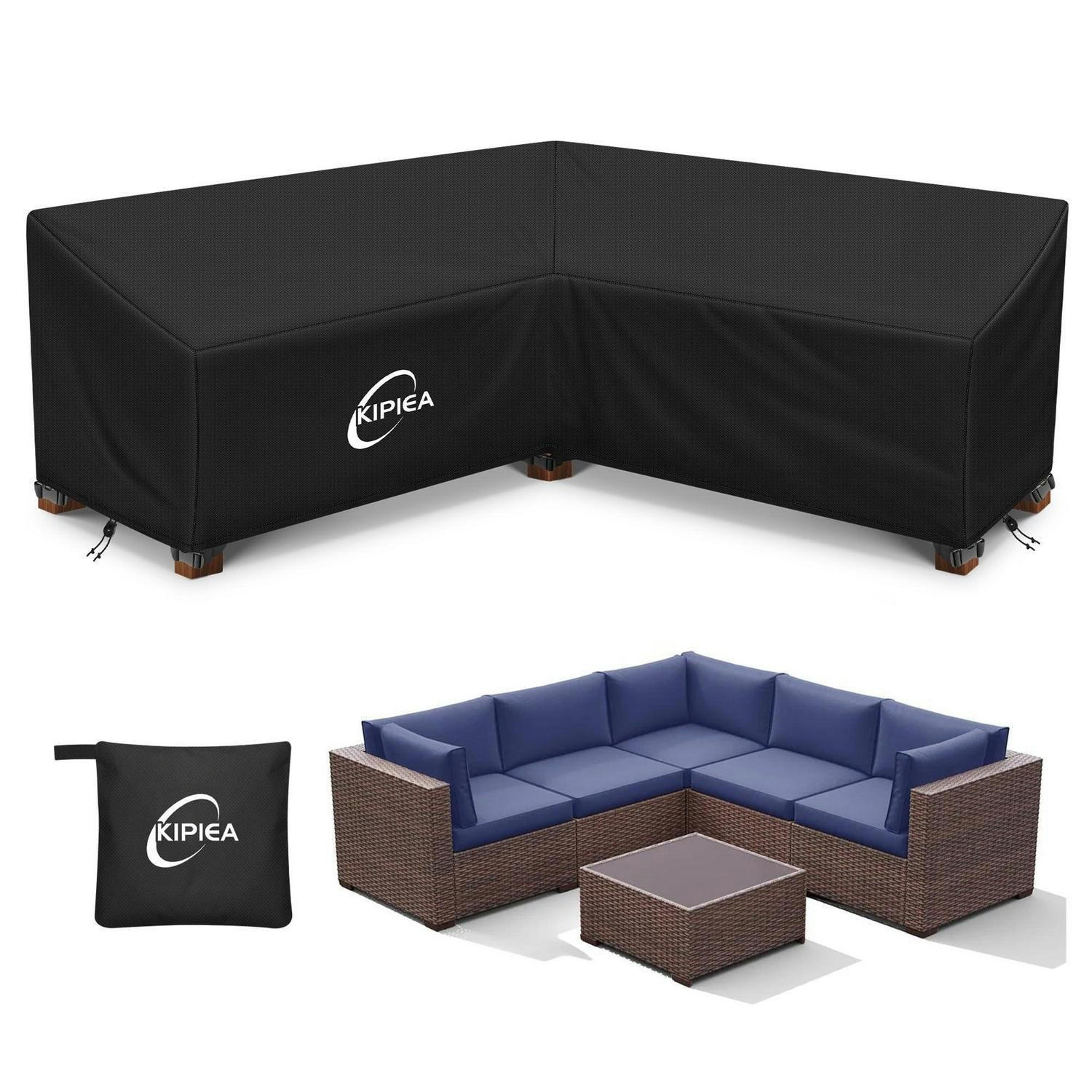 ABDECKUNG Loungemöbel L-Form Wasserdicht 204 x 204 x 85 cm - Schwarz, Kunststoff (204/78/204cm)