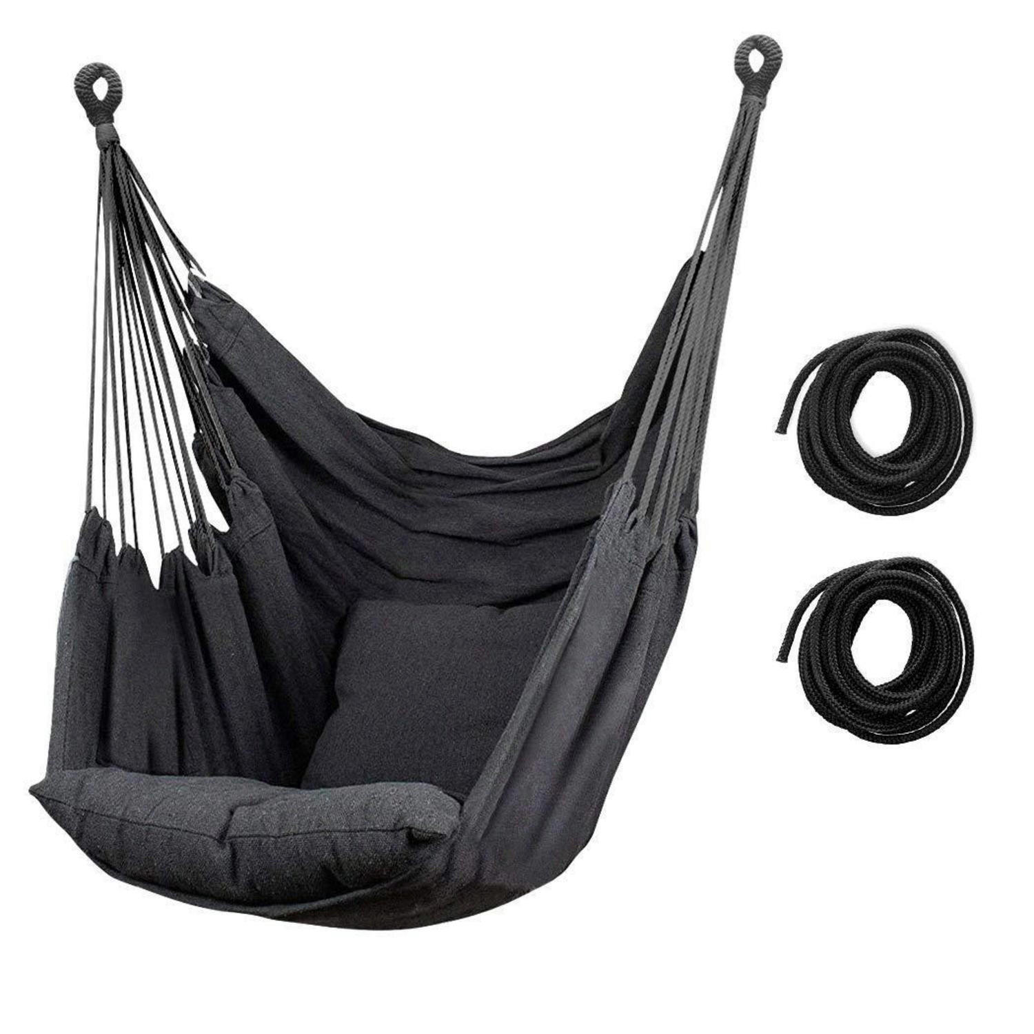 HÄNGEMATTE Dunkelgrau Segeltuch - Schwarz, Textil (7.6/1.5/25.4cm)