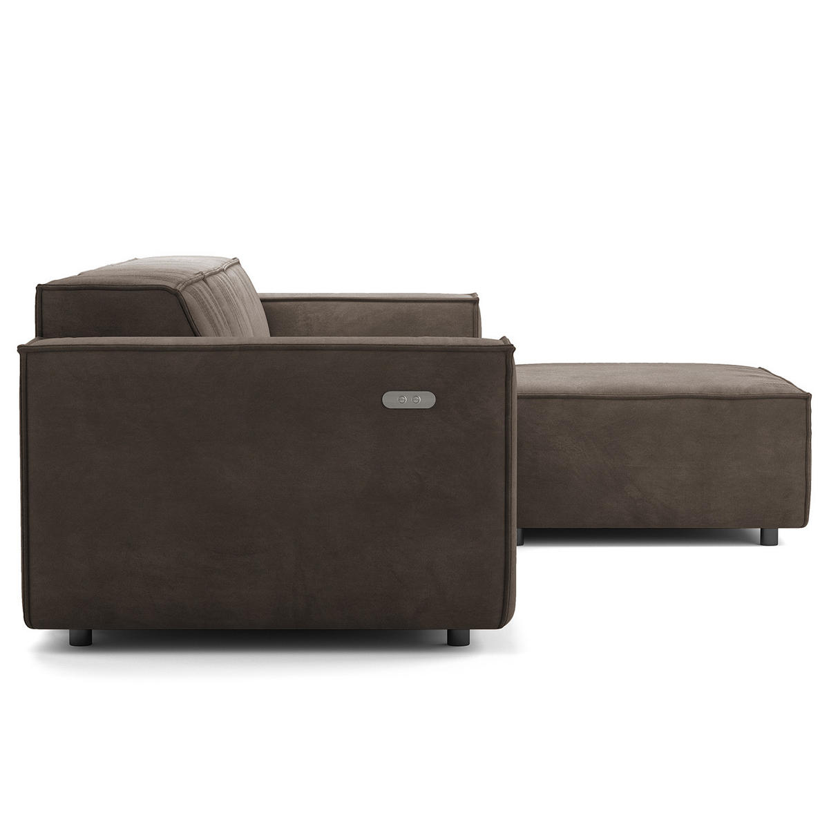 ECKSOFA mit Longchair - Taupe/Schwarz, Kunststoff/Textil (260/177cm) - home24